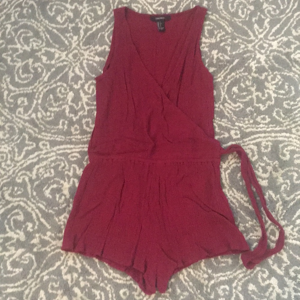 Cute Forever 21 Burgundy Shorty Romper